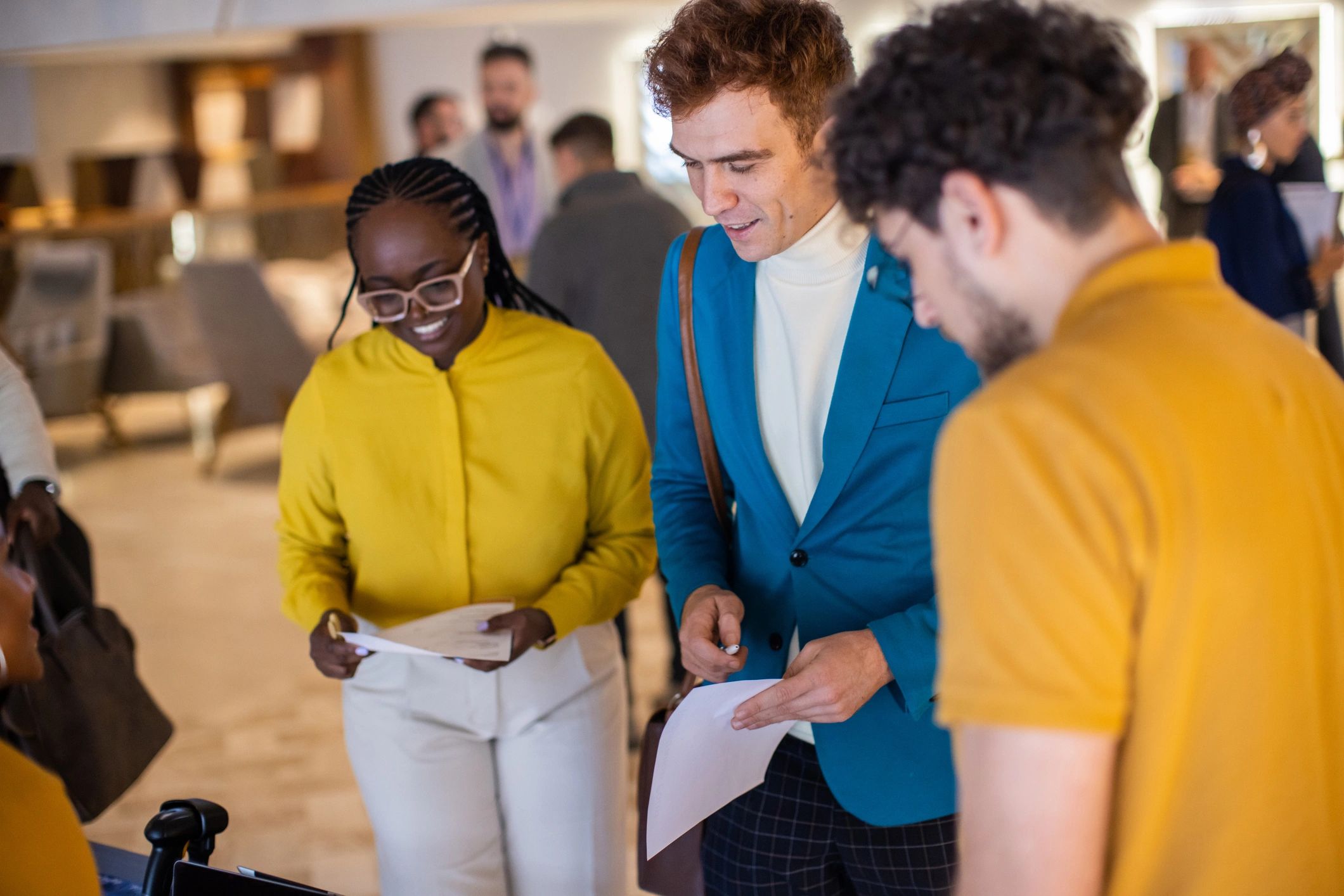 Business people gathering at a professional conference